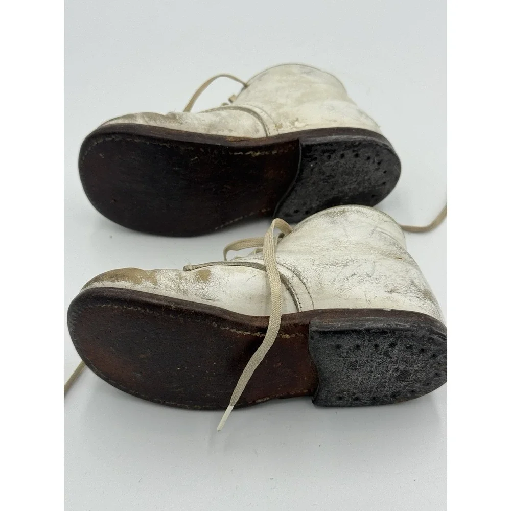 Antique Unisex Infant Toddler Baby Lace Shoes Leather Vintage